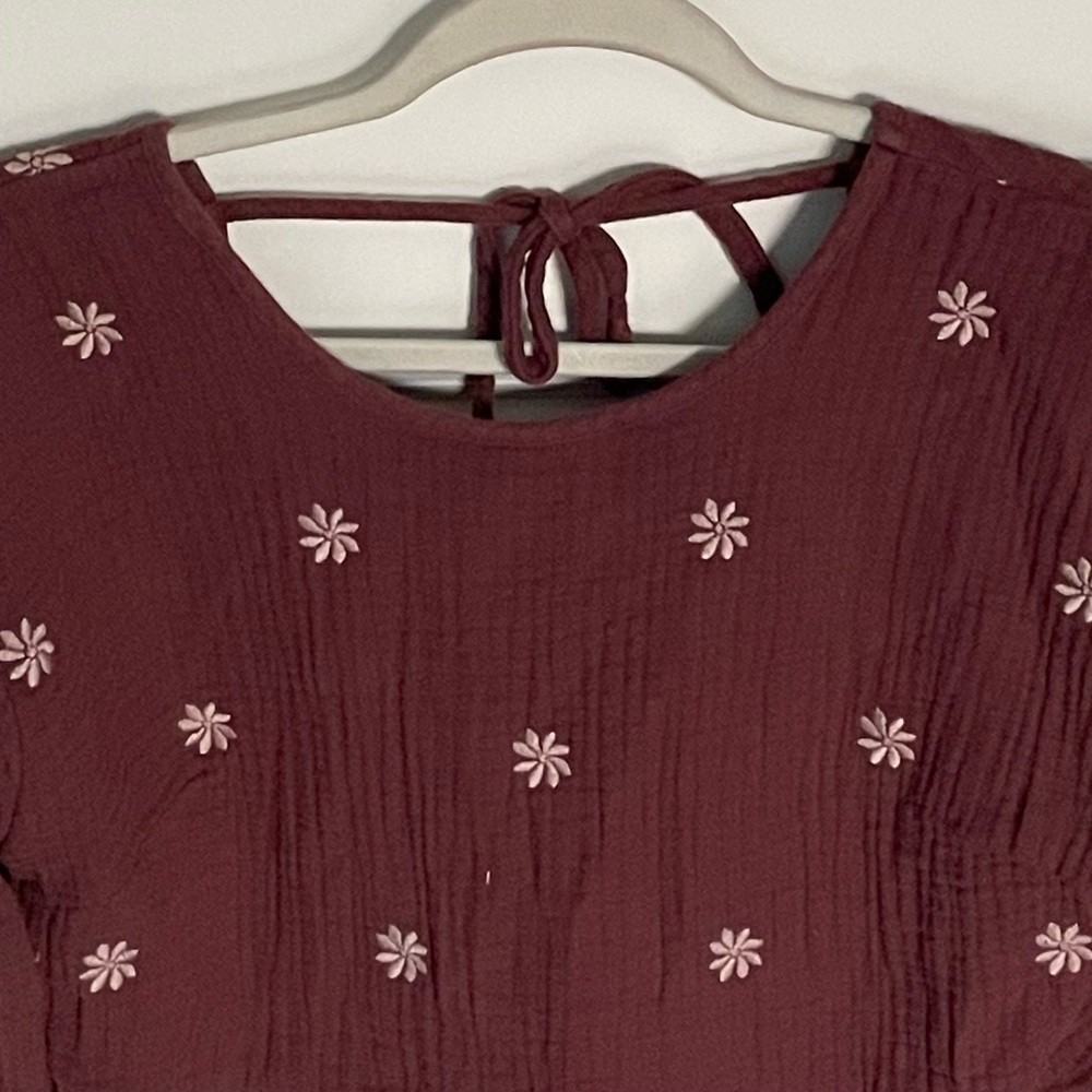 Madewell Embroidered Lightspun Peplum Open-Back Top Size Small 47875 - Picture 5 of 16